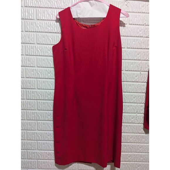 Jacqueline Ferrar Women's Red Solid Dress Skirt Jacket Ensemble 3-Piece Set Size - Picture 6 of 11